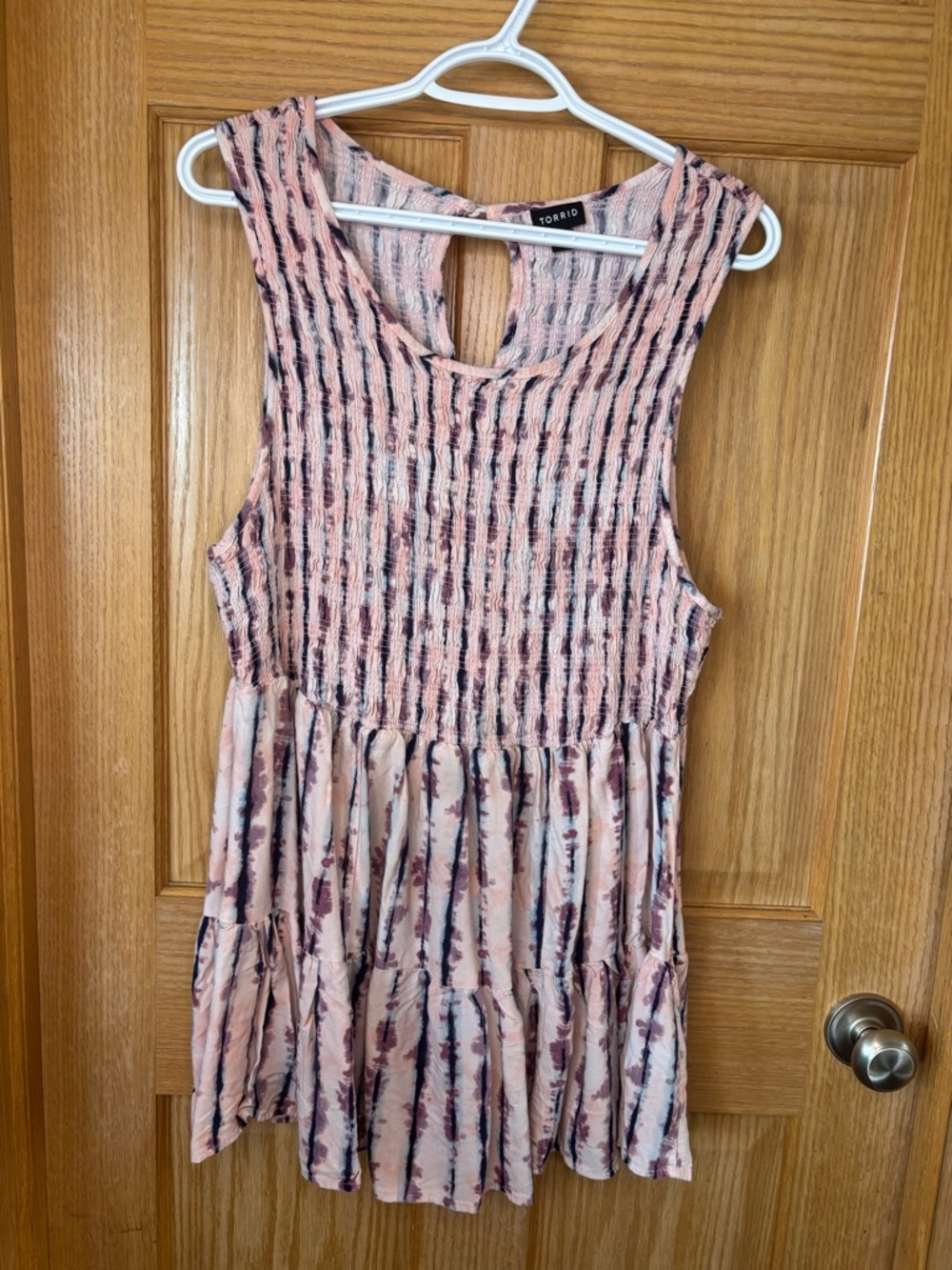#51 Torrid Smocked Rayon Blouse 18.4-25” PTP